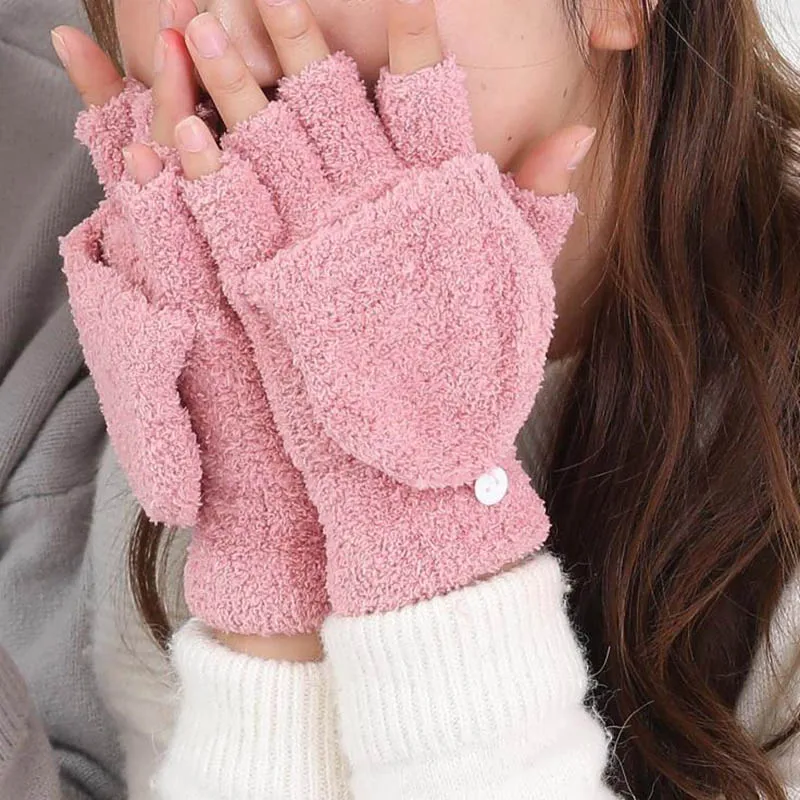 Calymel унисекс перчатки на половину пальца женские коралловый бархат