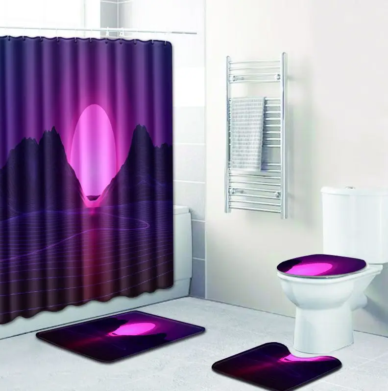 Набор нескользящих ковриков для ванной Zeegle 4 шт. водонепроницаемая занавеска