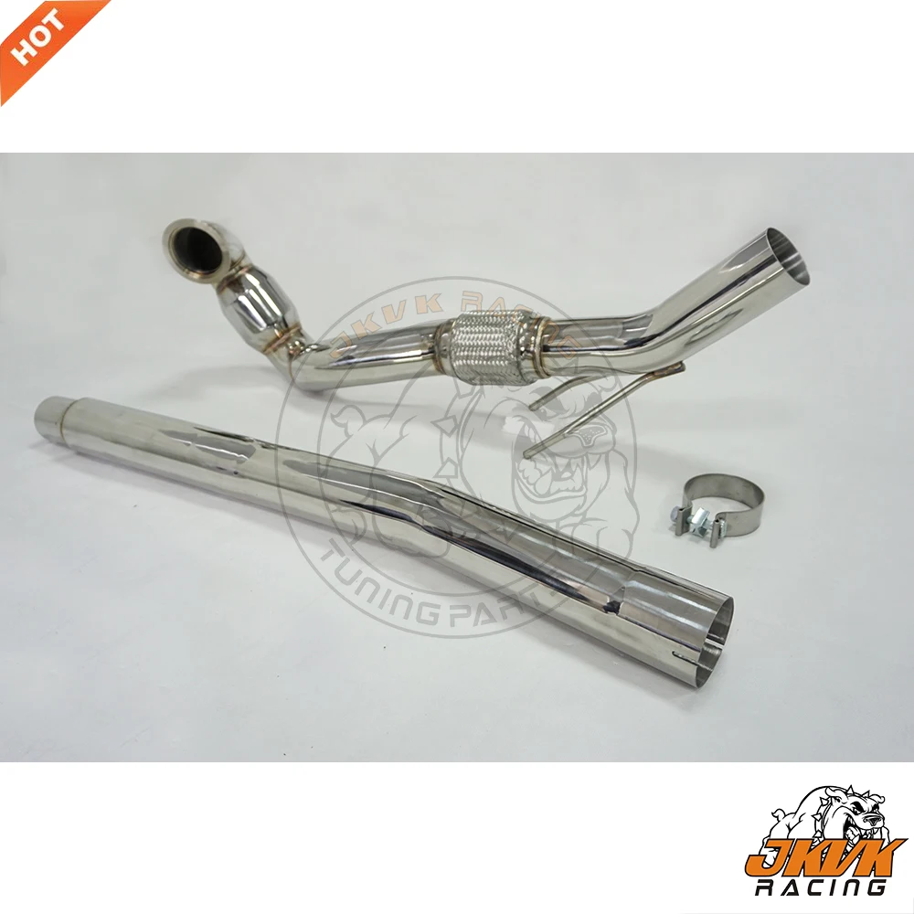 JKVK RACING 3'' 76mm Stainless Steel  200 Cell Catalyst Turbo Downpipe For Go lf R MK7 2.0TSI A3 S3 8V 2014+