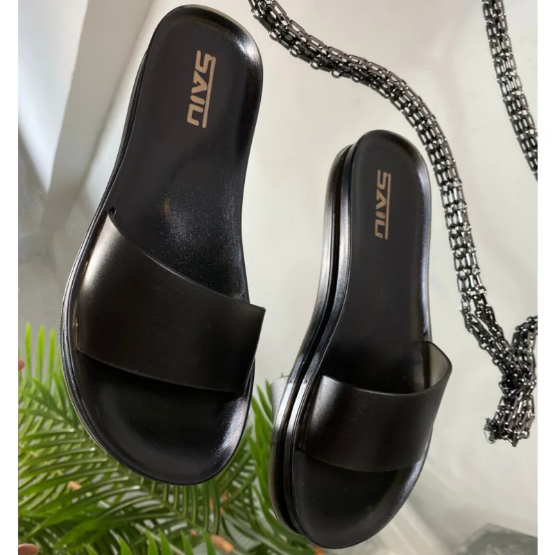 

Women's Shoes Transparent Crystal Slippers Summer 2021 New Fashion Leisure Ladies Soft Outdoor Flats Handy Female Beach Slippers