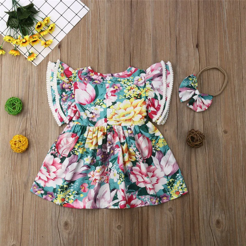 Платье с цветочным принтом для маленькой сестры комплект одежды маленьких