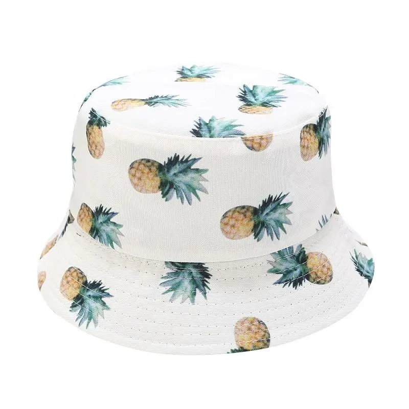 

Panama Bucket Hats Women Men Reversible Fruit Banana Watermelon Cherry Print Fisherman Hat Casual Harajuku Hip Hop Bucket Cap