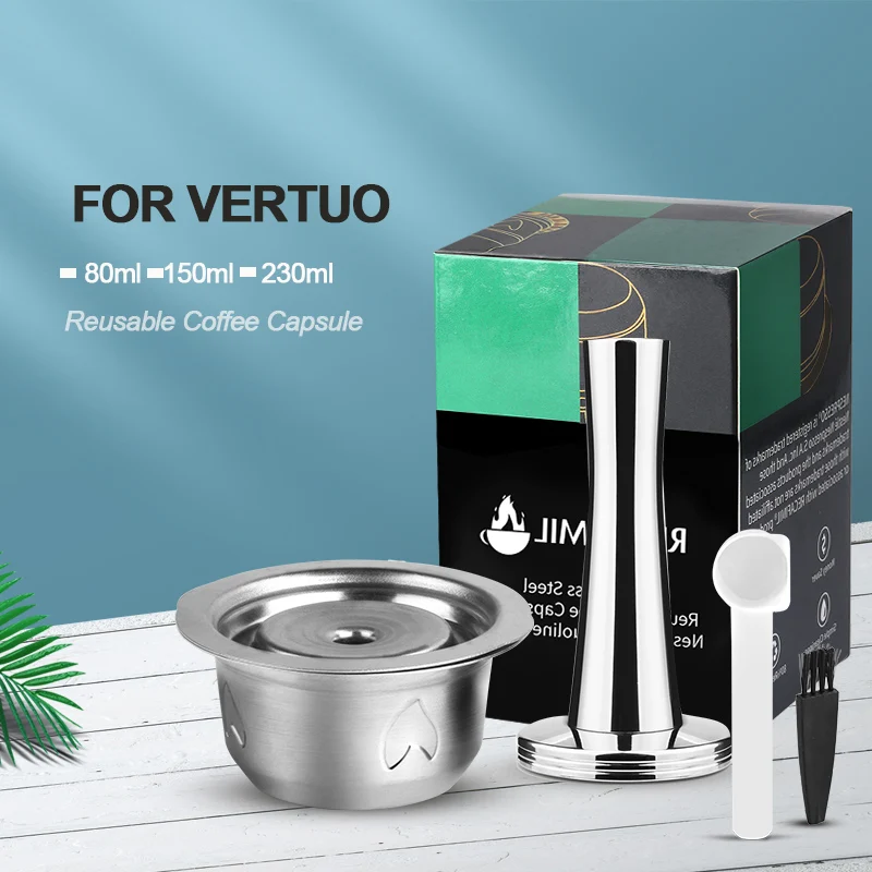 Vertuo-c&aacute;psula de caf&eacute; reutilizable 2 en 1, acero inoxidable, para m&aacute;quina Nespresso Vertuoline Plus, crema, filtro de caf&eacute;-0