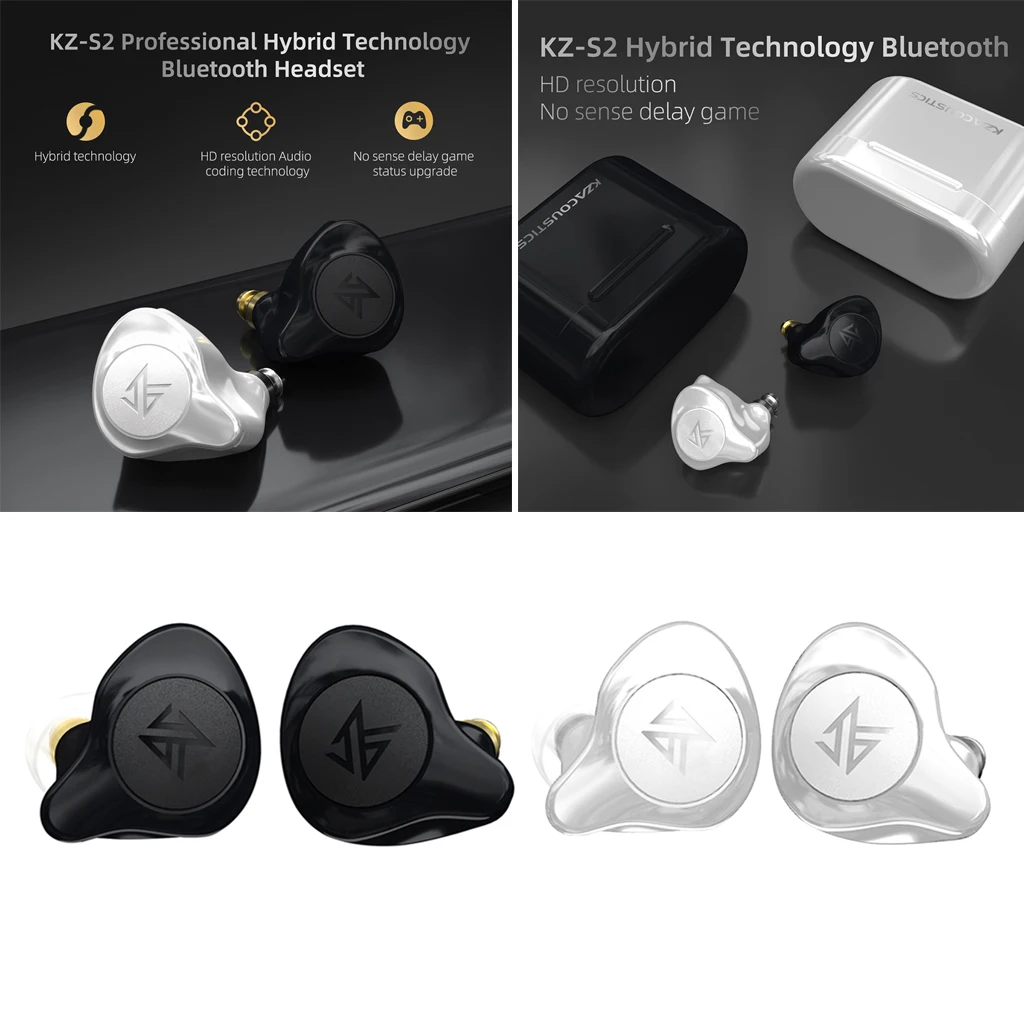 

KZ S2 True Wireless Earbuds Headphones TWS Bluetooth 5.0 Earbuds Earphones Built-in Mic,Smart Touch Control for Running Sport