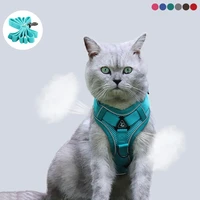 adjustable cat harness vest reflective breathable mesh puppy dog small cat belt kitten harness for cats traction pet supplies