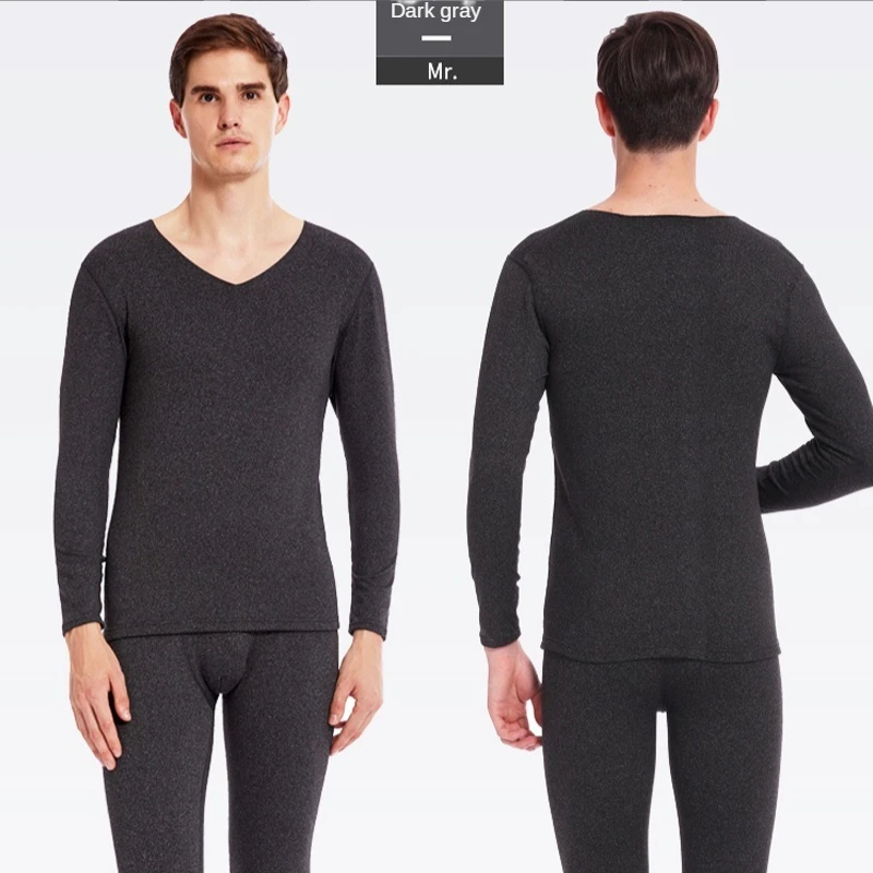 Men Brand Thermal Underwear Sets Men Gray Black Warm Casual Underwear High Stretch Long Johns Set Old Mens Thermal Pajamas 4XL