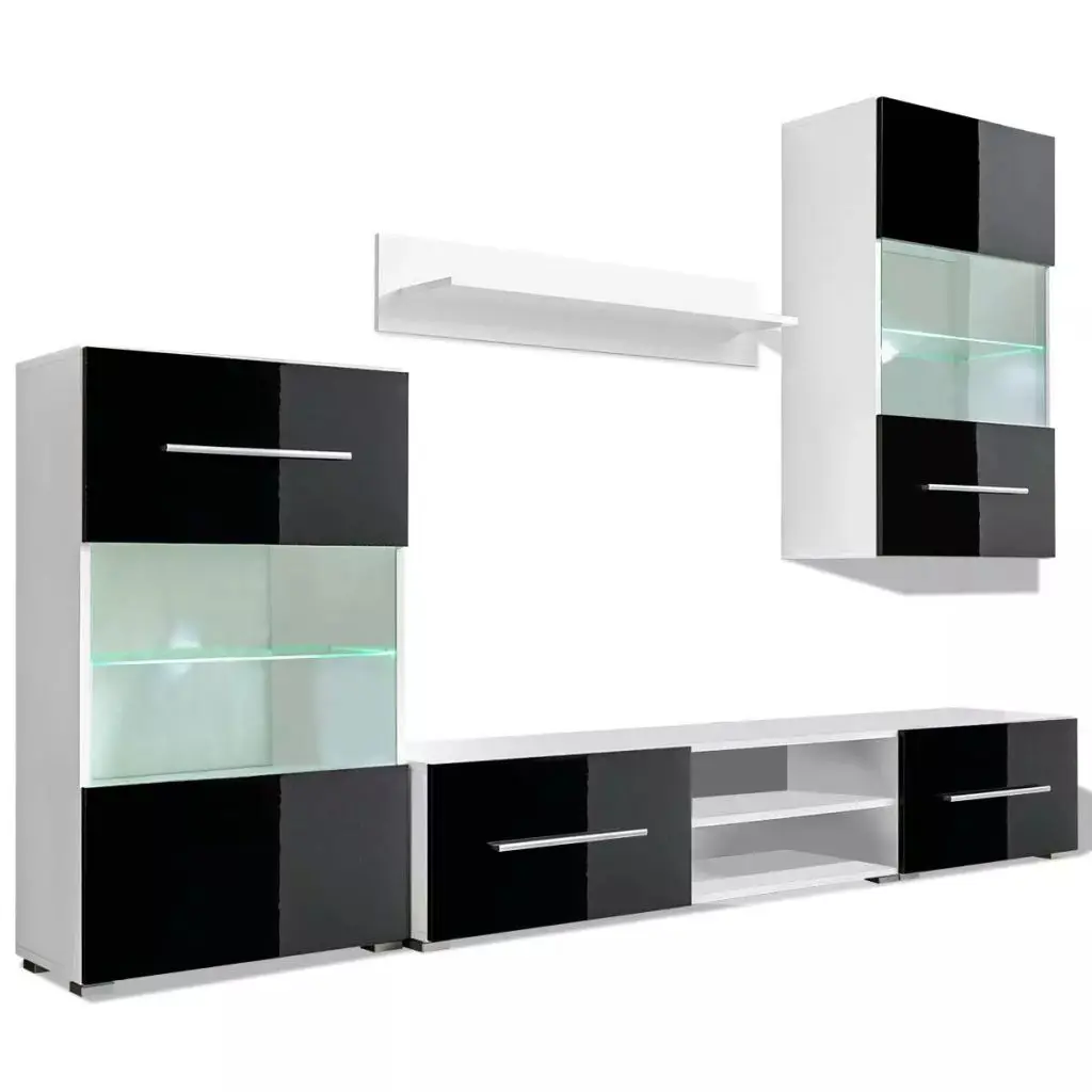 Kaufen VidaXL Meuble TV Wandbild 5 Pièces Avec éclairage LED Noir