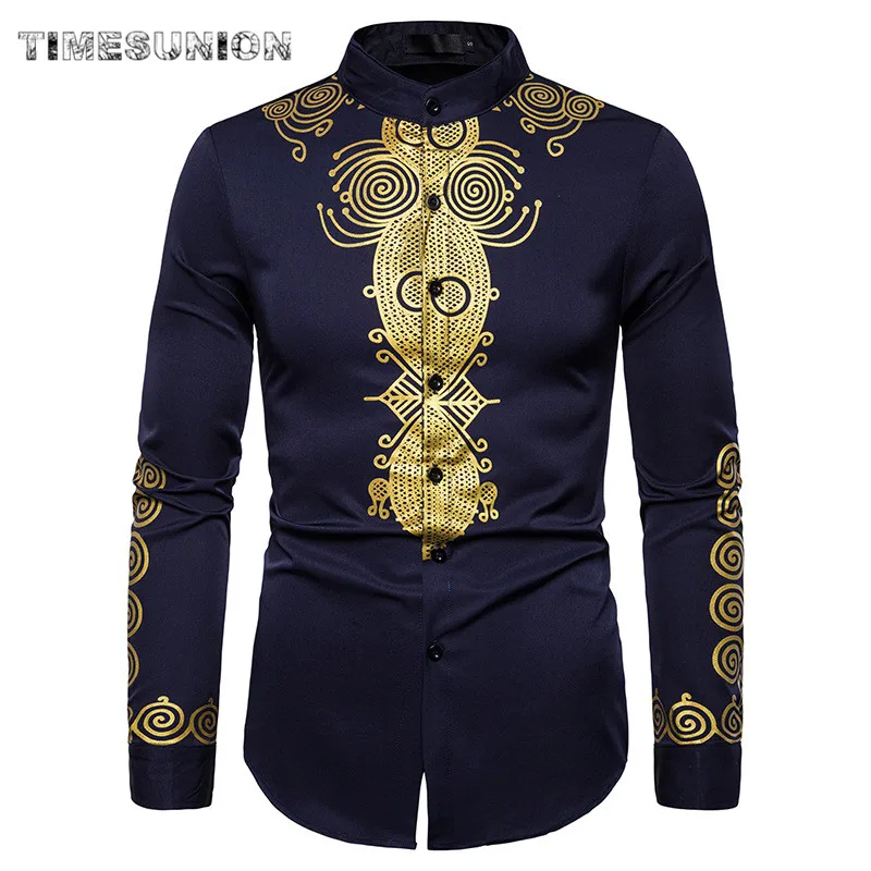 Рубашка Dashiki с Африканской вышивкой мужская приталенная рубашка длинным рукавом