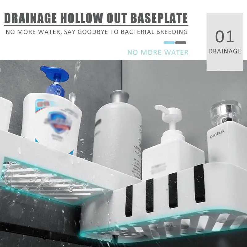 Вращающаяся угловая полка для душа с крючком настенная хранения в ванной комнате