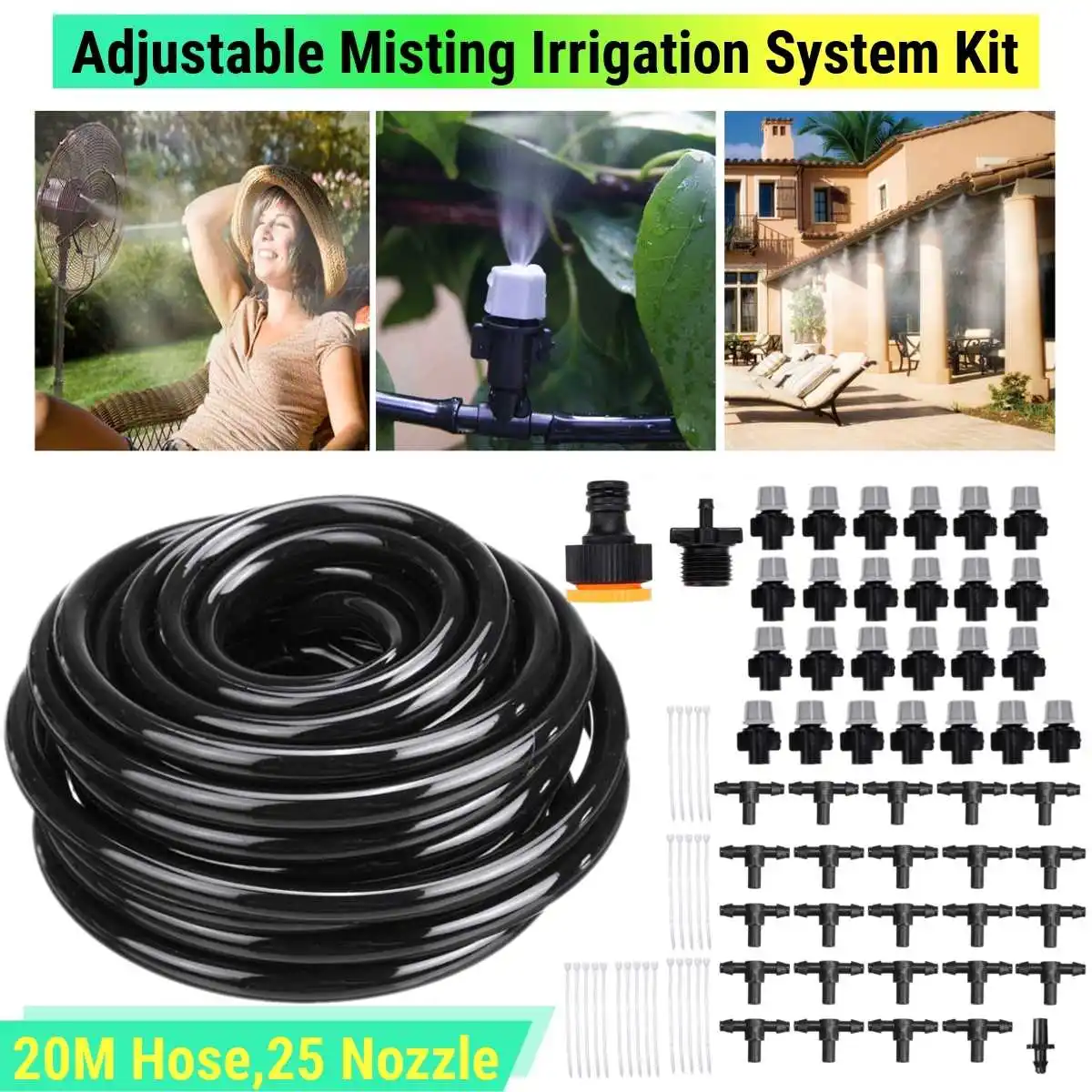 

Устройство для автоматического полива садового шланга, 20 м, микро-комплекты для капельного полива с регулируемыми капельницами с 25 насадка...