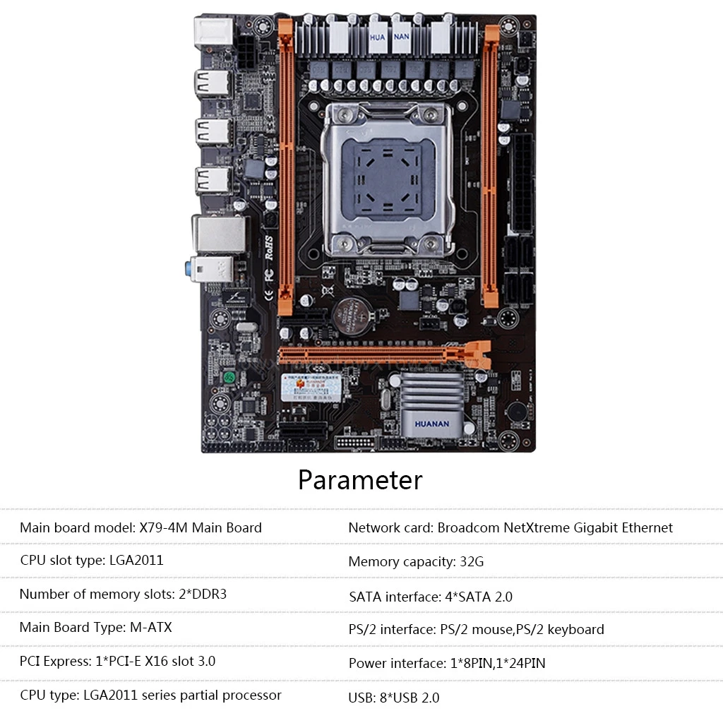 Huananzhi X79 4M материнская плата LGA 2011 USB2.0 SATA2 поддержка REG ECC памяти и процессор Xeon E5 Au27 19 Прямая поставка