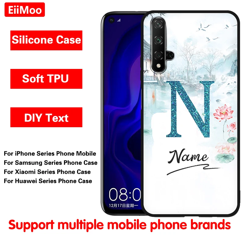 Чехол для телефона EiiMoo с индивидуальным именем и надписью Huawei Honor X10 V 30 20 10 9 Pro Plus