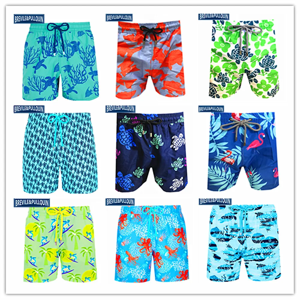 

Мужские пляжные шорты-бермуды 2021, короткие шорты для плавания в виде черепашек, мужские купальники, морские течения, флокированные кораллов...