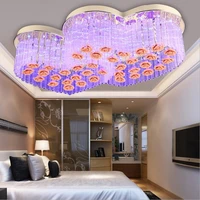 modern simple led crystal ceiling light bedroom warm romantic wedding room double heart ceiling light decoration