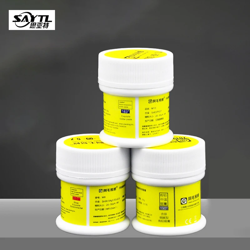 Паяльная паста AMAOE M9/M10/M11 50 г 138/183/217 низкотемпературный флюс Sn42Bi58 для печатных