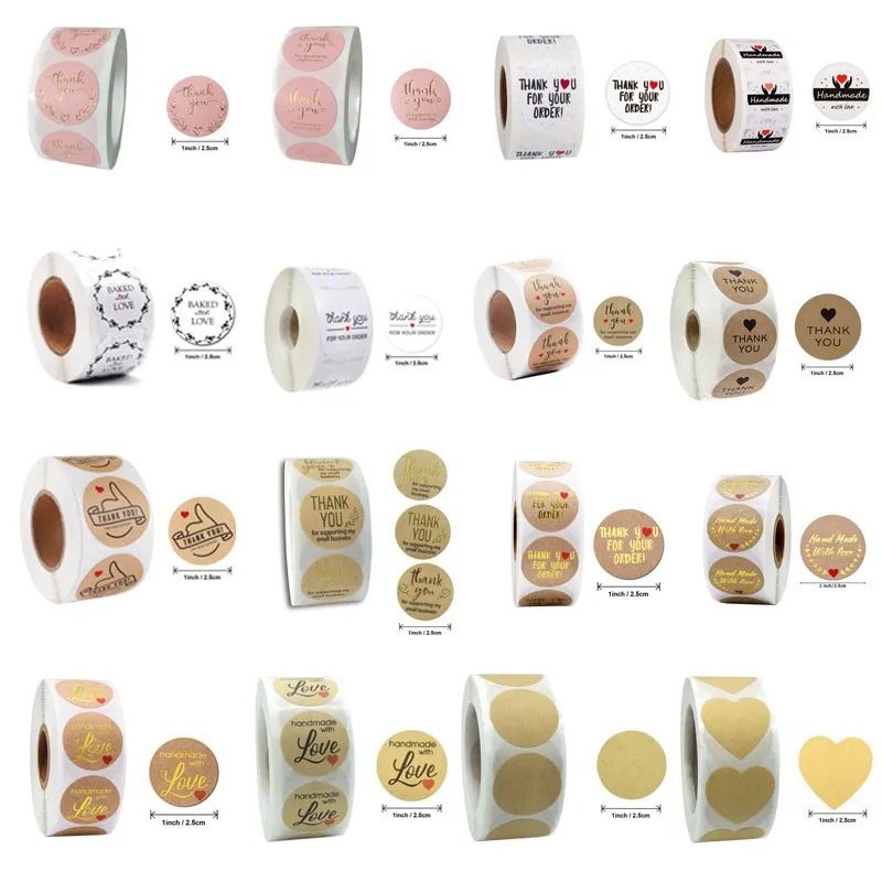 500 шт. Бронзовый крафт-наклейка для запечатывания пустой любовь белый выпечка в