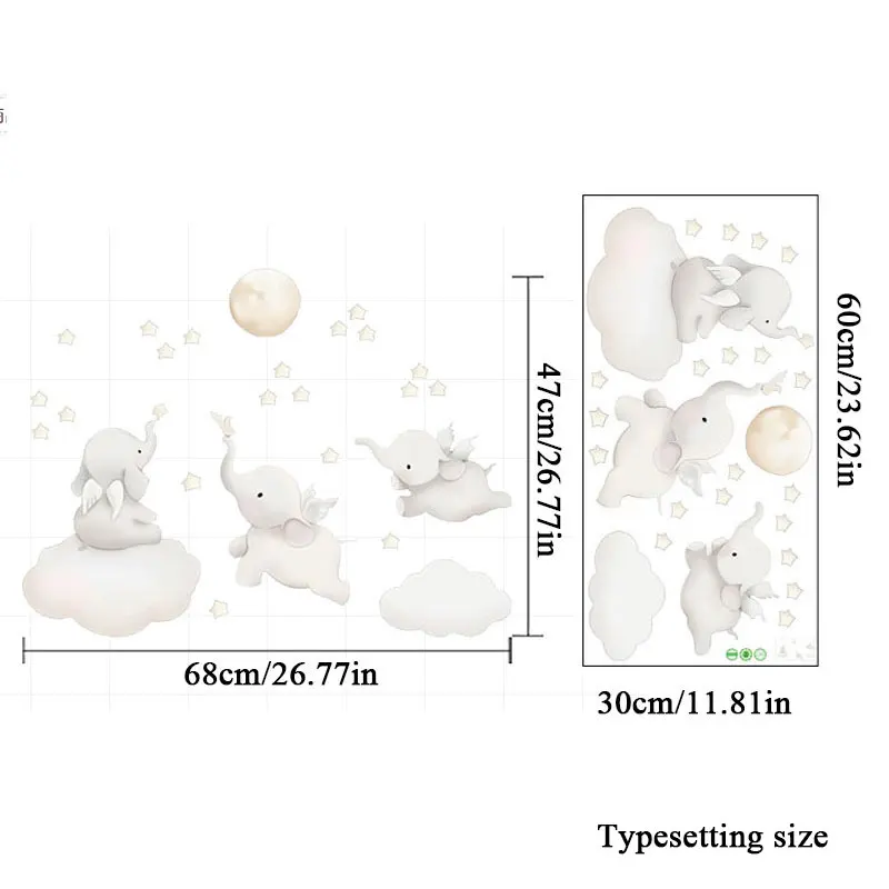 

Baby Kids Room Refrigerator Sticker Nordic Style Animal Sticker 1PC Wall Poster Cute Home Decor Elephant Door Window Decoration