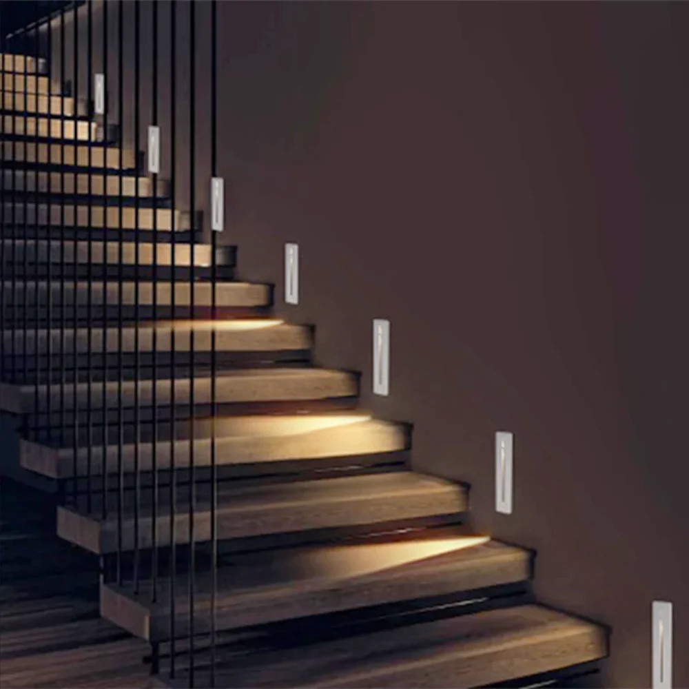 3 Вт Встраиваемый светодиодный светильник для лестницы IP20 открытый IP65 угловой