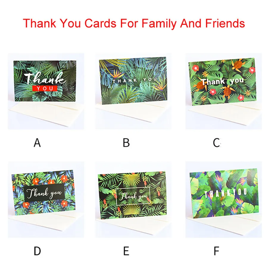 6 шт./лот складные карточки с цветочными листьями конверты бумажные подарочные