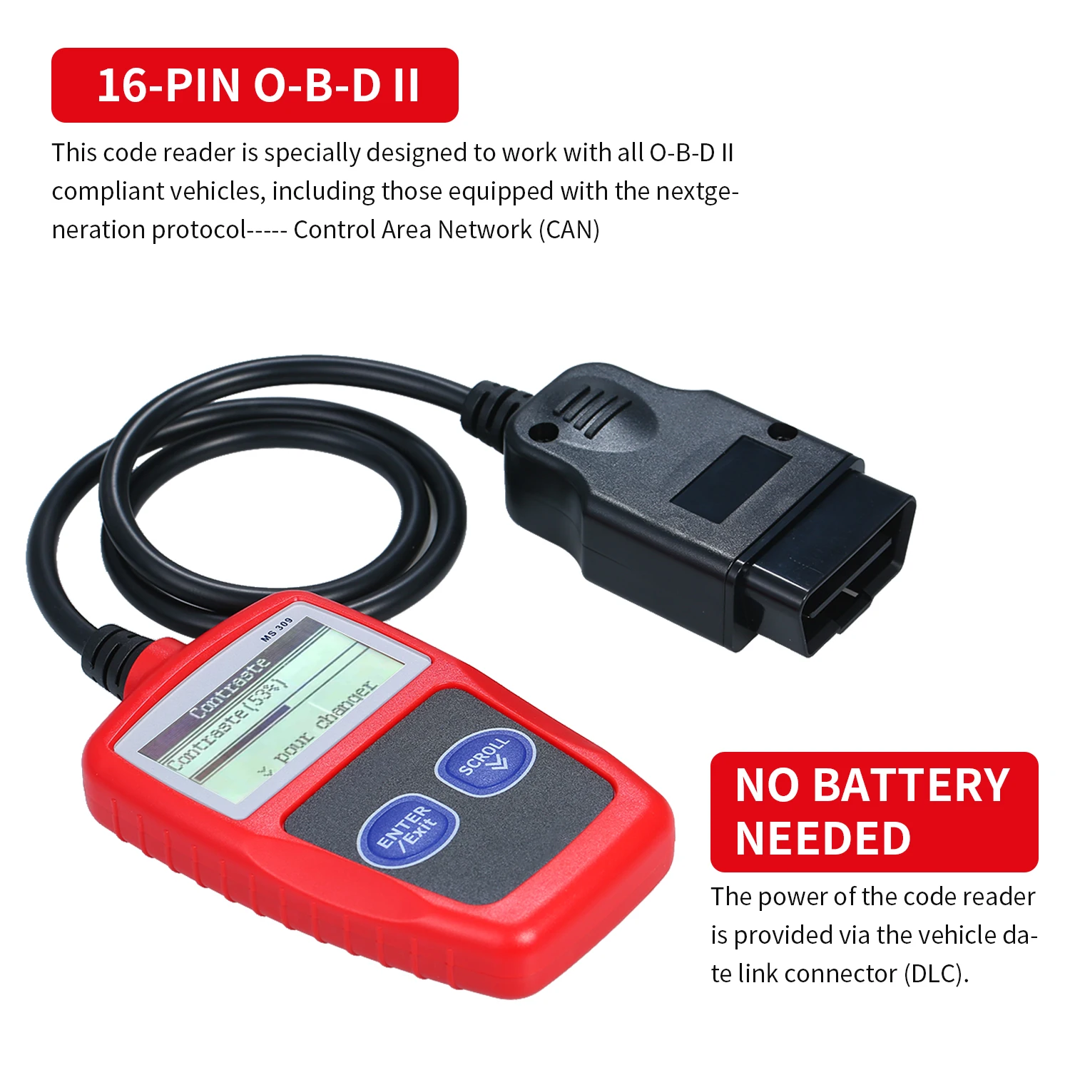 MS309 Универсальный O B D2 сканер автомобильной неисправности двигателя читатель