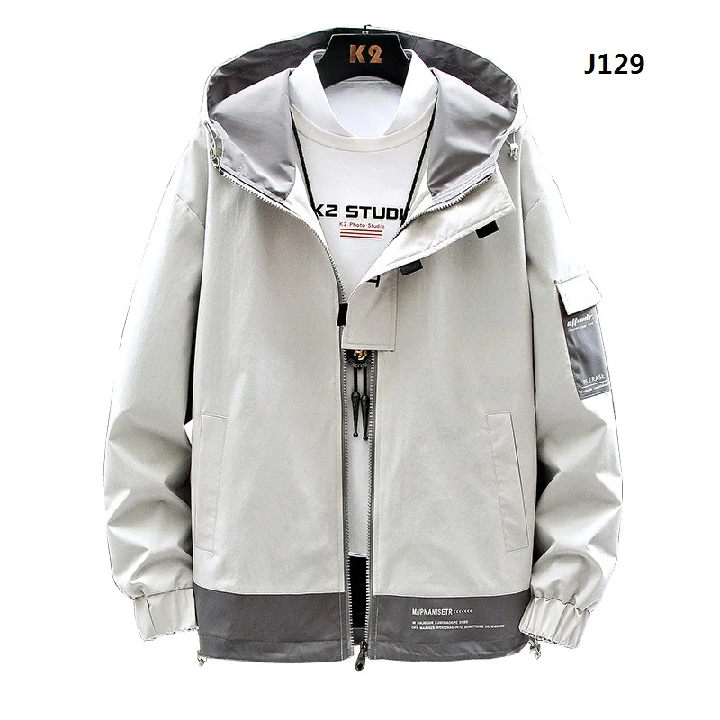 Мужская повседневная куртка бомбер с капюшоном в стиле хип хоп пэчворк