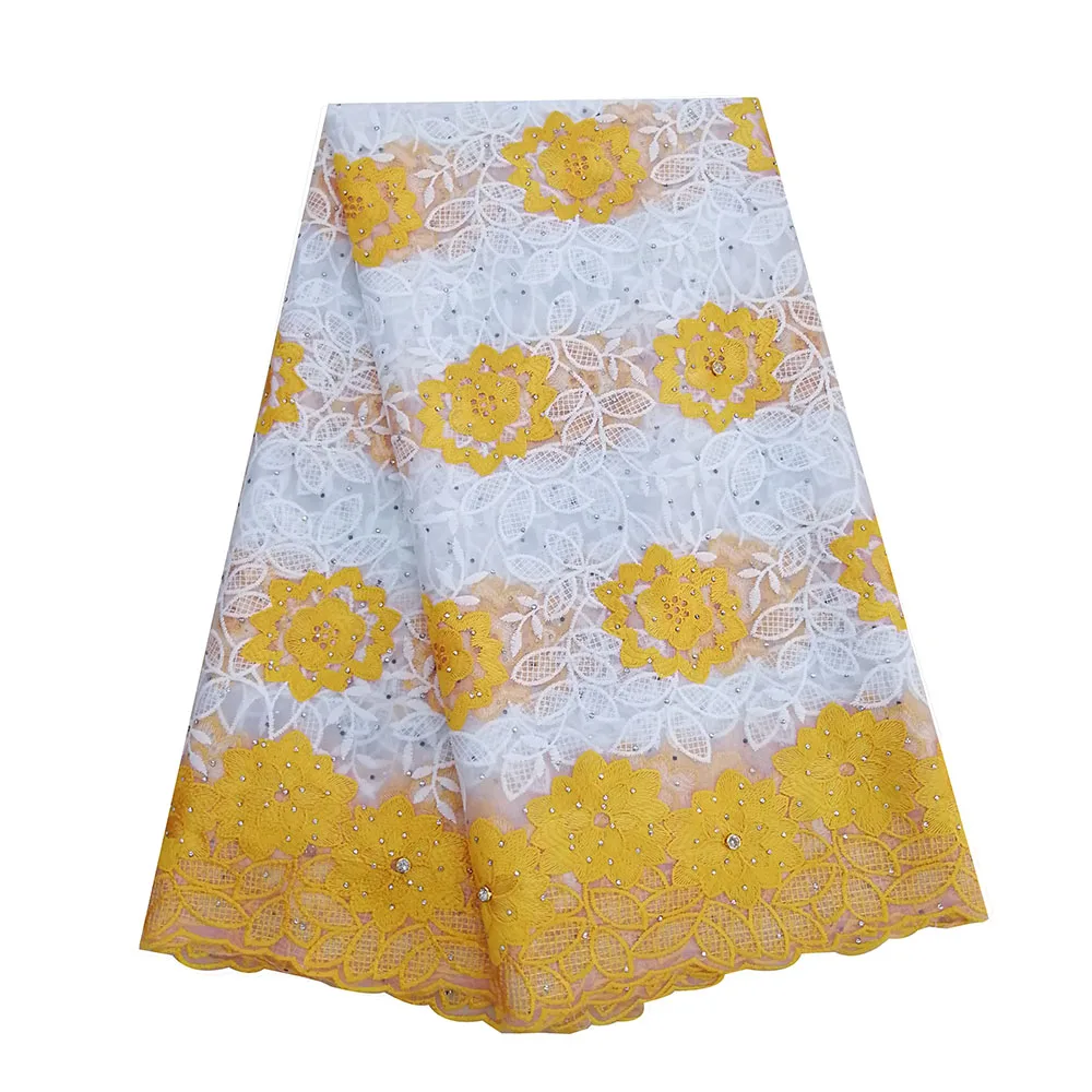 Yellow lace Ourwin африканская кружевная ткань, тюль, кружевная ткань, последние Африканские свадебные платья, кружева, нигерийские кружева, ткани для Aso Ebi - Цвет: Yellow lace