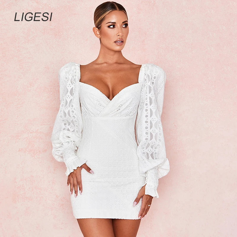 Платье женское однотонное с открытой спиной и рукавами фонариками|Женские