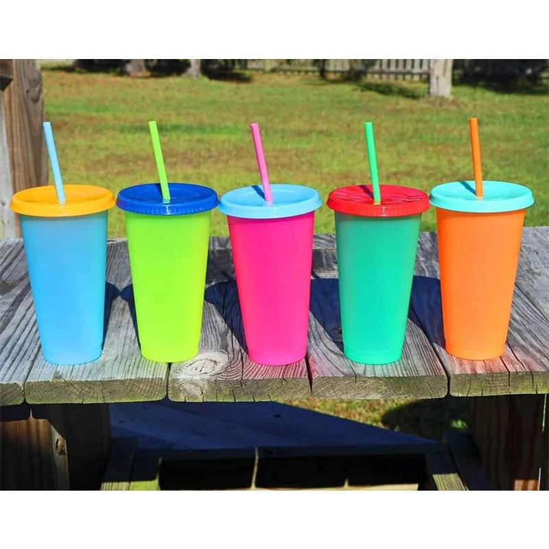 5 шт. меняющая цвет многоразовая холодная чашка 24 унции Tumblers бутылка Dis Color ation с