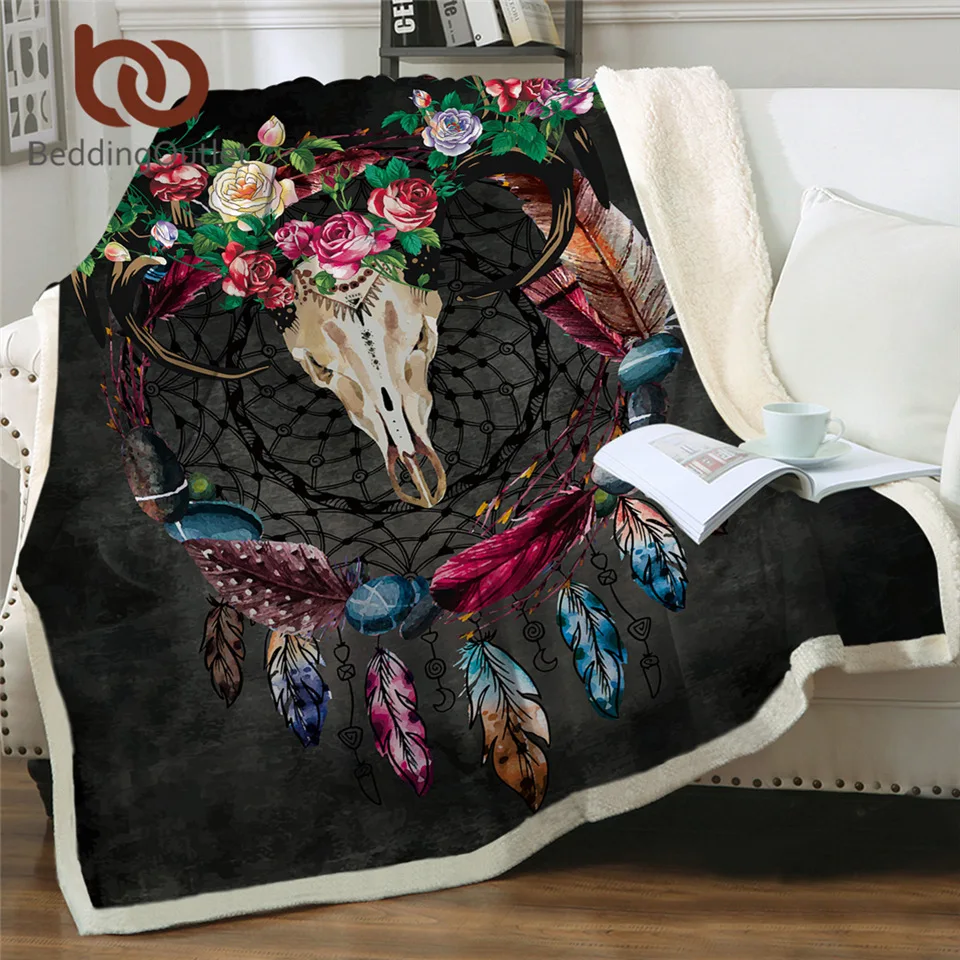 Плед BeddingOutlet в стиле бохо Ловец снов шерпа плед рога цветок покрывало готический