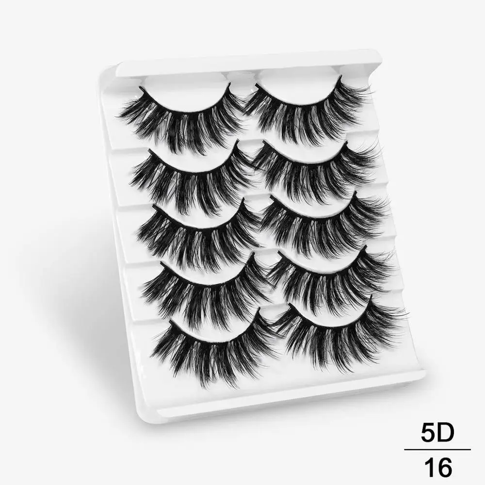 2/5 пар 3D искусственным мехом норки, накладные ресницы в естественном стиле/толстые длинные ресницы тонкими макияж Красота клей для наращивания ресниц инструменты для макияжа бровей - Цвет: 5D16
