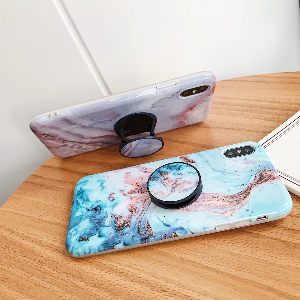 Классический Мрамор Стенд кожаный чехол для телефона с держателем для iPhone 11 Pro Max XR X XS макс 7 8 6S плюс Чехол Мягкий IMD для задней панели телефона с откидной крышкой
