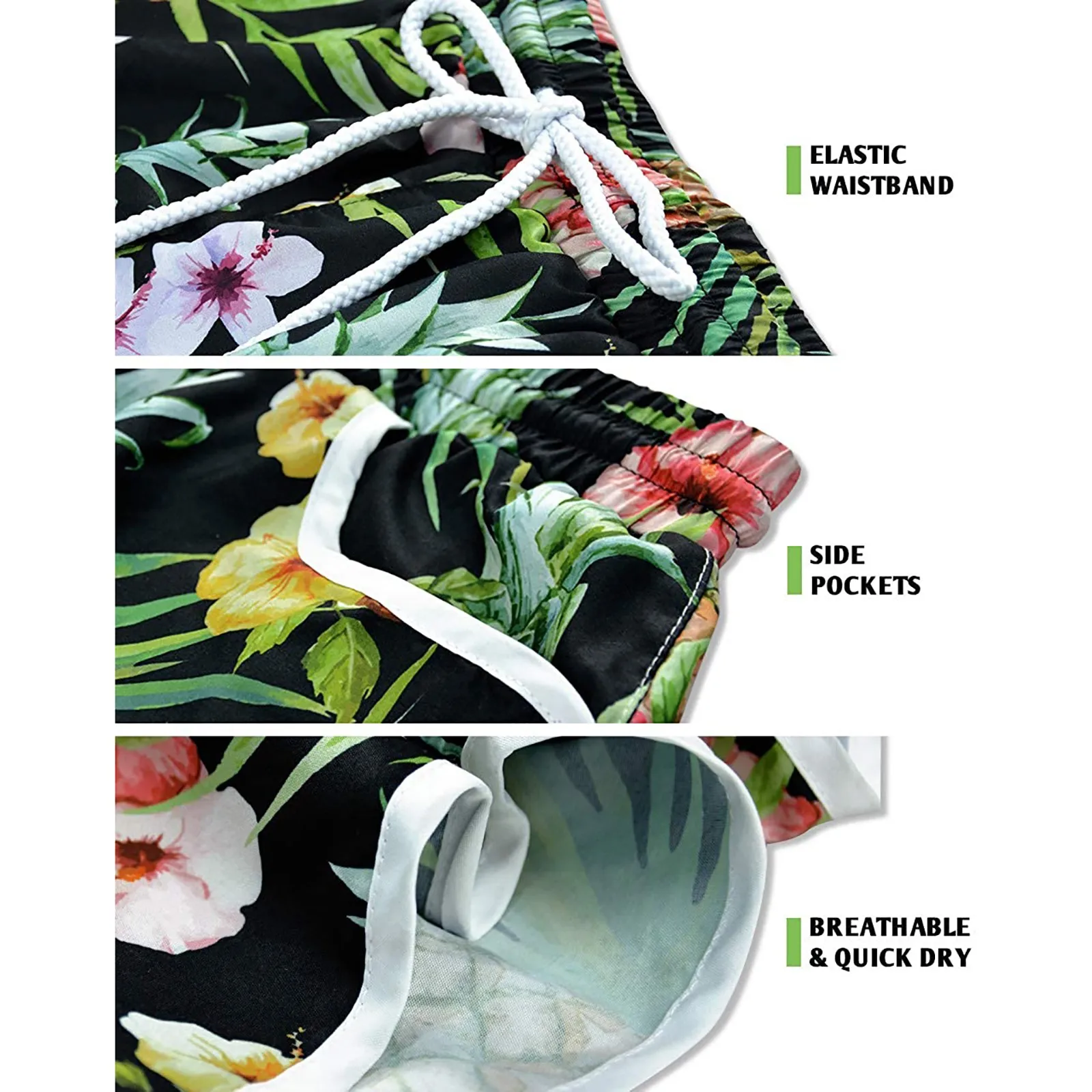 

2021 New Women Fashion Floral Print Shorts Summer Beach Loose Drawstring Waist Shorts Casual High Waist Patchwork Short Pantst