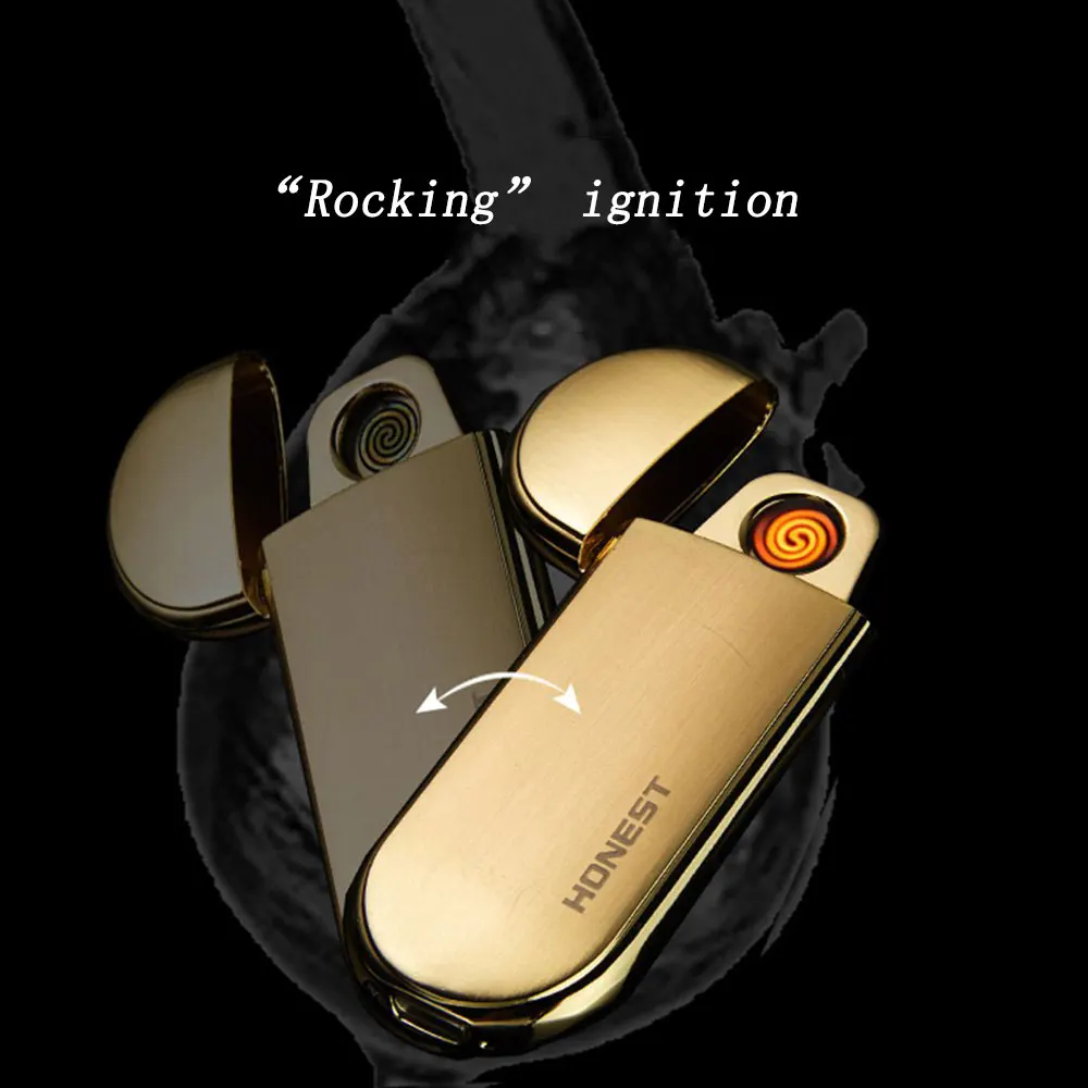 

HONEST Ultra-thin Electric Heating Wire Windproof Cigarette Lighter USB Rechargeable Lighter Electronic Shaking Ignition Lighter