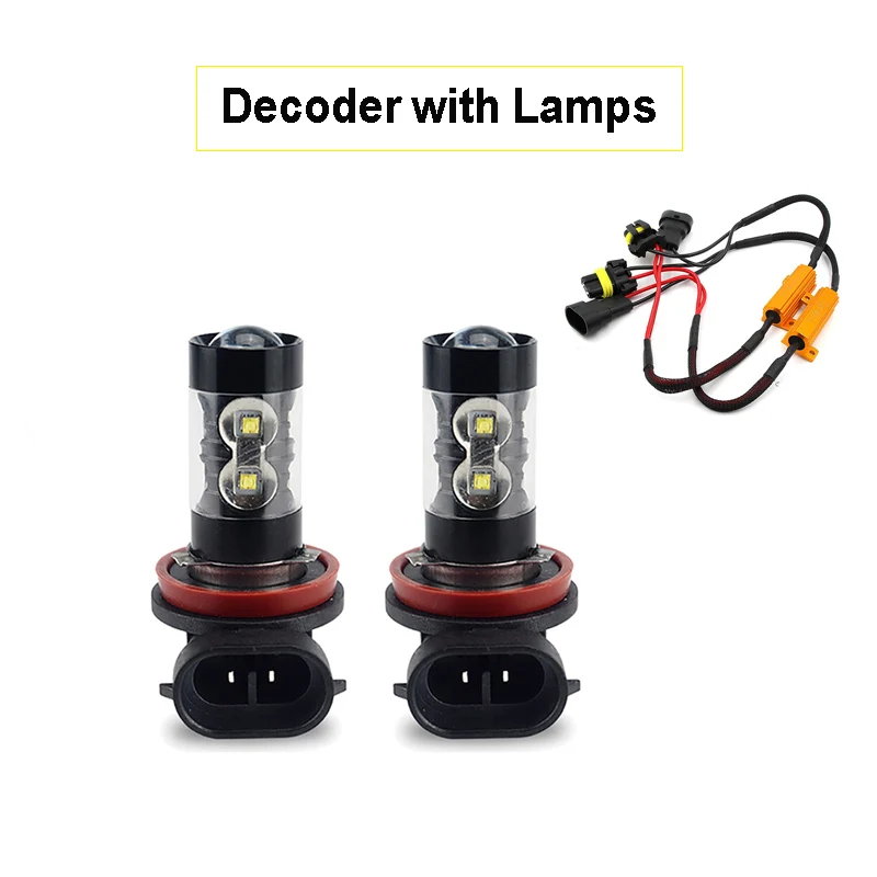 Decoder with Lamps 2x Canbus H9 H8 H11 светодиодный противотуманный свет лампы LED DRL лампы для VW Volkswagen Jetta Passat B5 B6 B7 Жук Golf 5 6 7 Touareg Touran Tiguan - Цвет: Decoder with Lamps