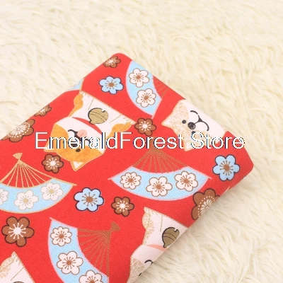 Веер-веер из импортной ткани с позолоченным принтом собаки хлопка и льна