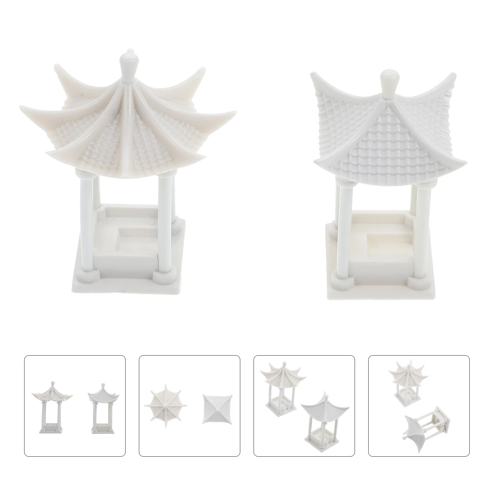 

2pcs Mini Octagonal Pavilion Model Simulation Pavilion Model Sand Table Scene Decors