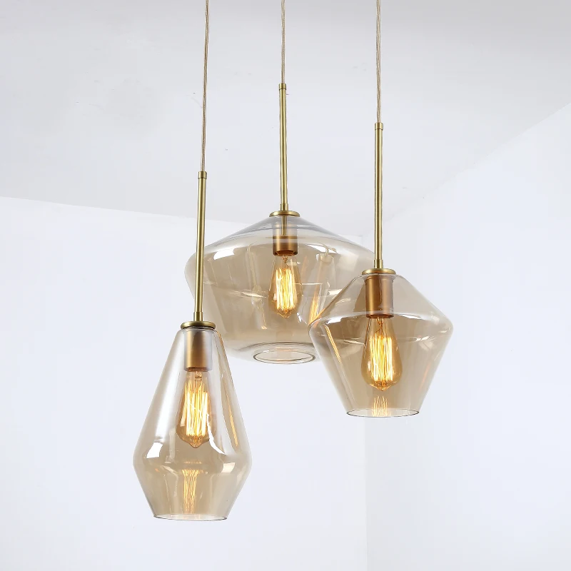 Стеклянная Подвесная лампа в скандинавском стиле винтажный светильник арт деко