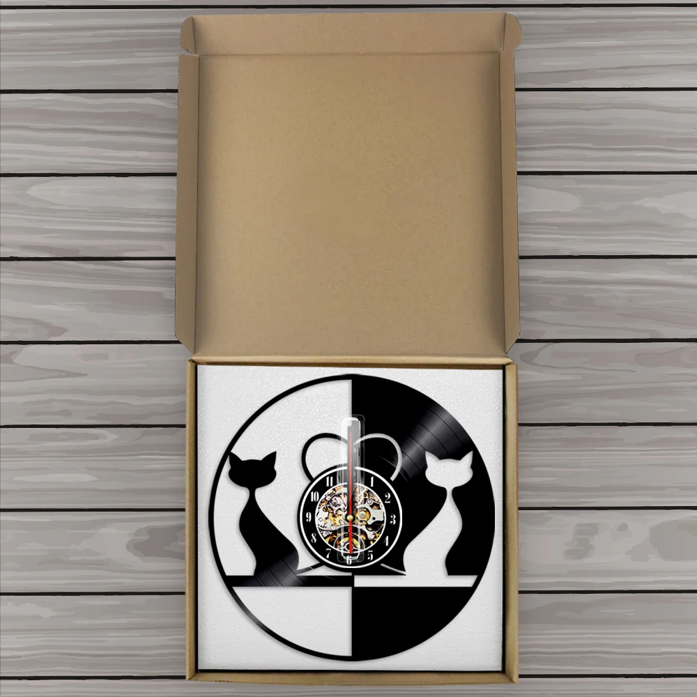 Виниловые Настенные часы с изображением кота 3D настенные котенка современные