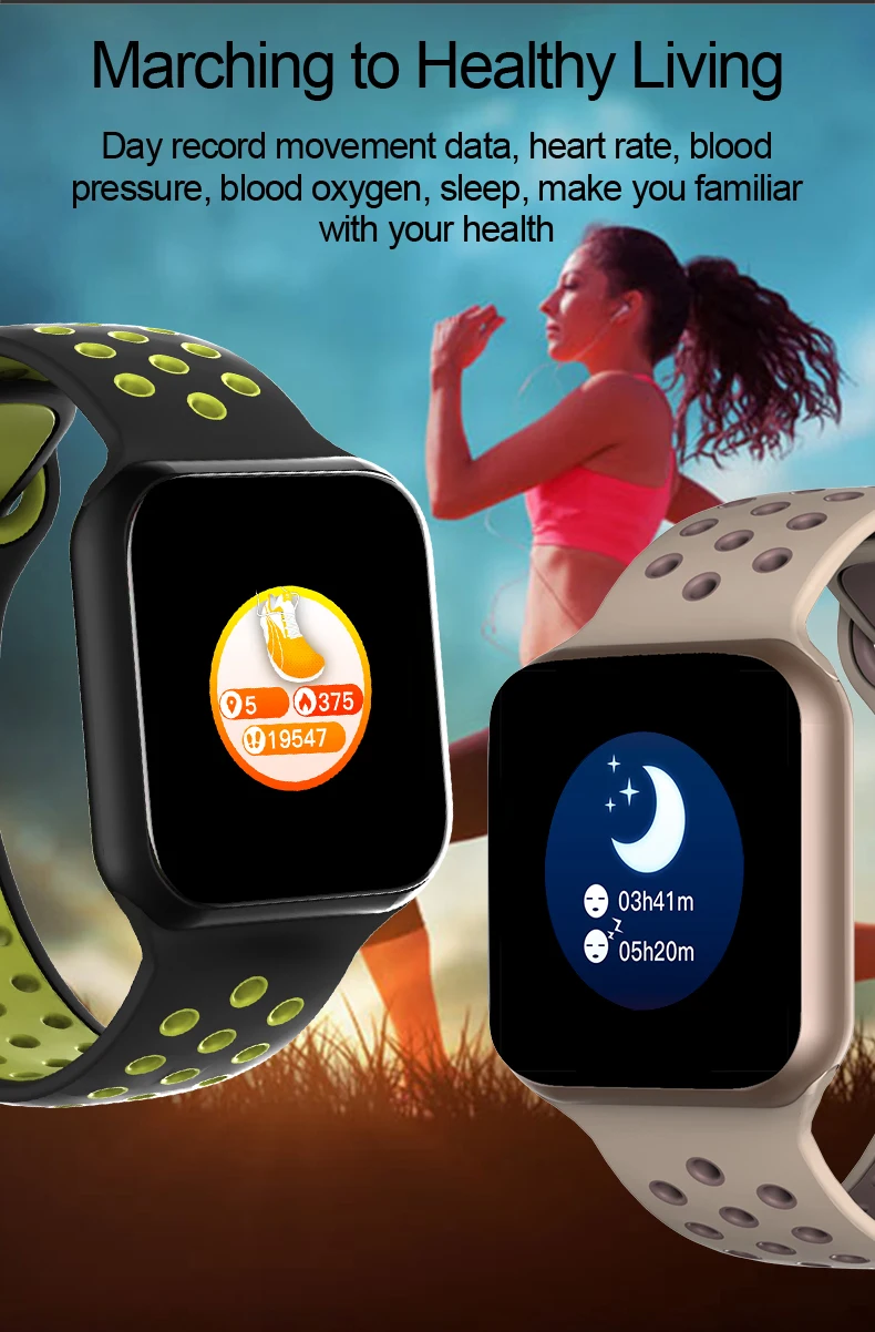 new F8 Smartwatch IP67 Waterproof Heart Rate Blood Pressure Women Men Sport Smart Watch S226 Smart Bracelet For Android IOS
