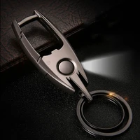 qoong 2022 men bat shape keychain business style led light opener multi function car bag key chain ring holder women keyring