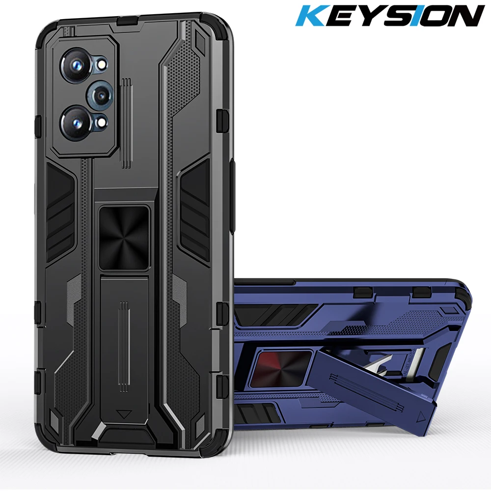 

KEYSION Shockproof Case for Realme GT Neo 2 2T C11 2021 Q3 Pro Narzo 30 5G Stand Phone Back Cover for OPPO Find X5 Pro X3 Lite