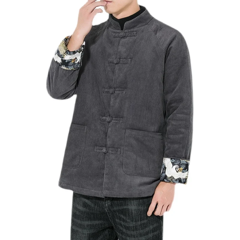 Зимняя Вельветовая стеганая Хлопчатобумажная Куртка в китайском стиле