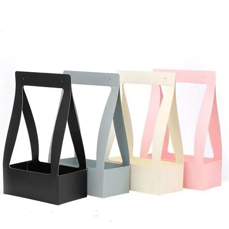 

Portable Flowers Boxes Paper Flower Basket Florist Fresh Flower Carrier Holder Home DecorationWholesale