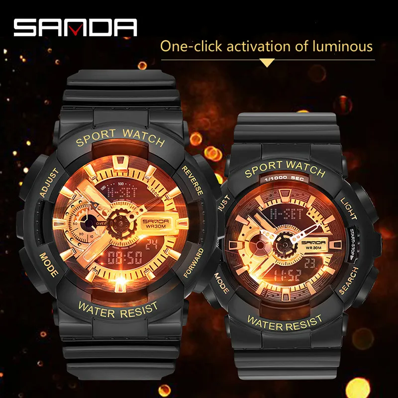 Sanda Ins стильные парные часы Prise The Hand Lamp студенческие спортивные Harajuku стиль