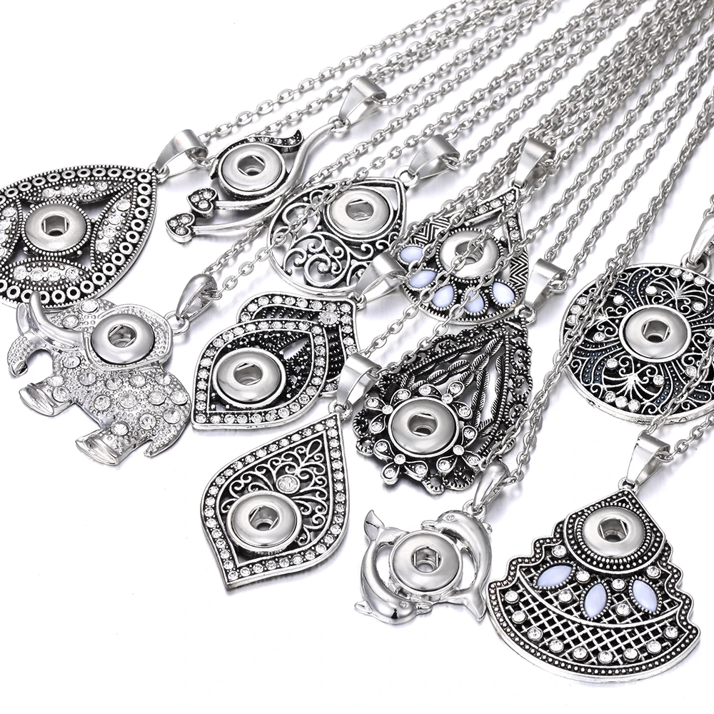 

Новое ожерелье с кнопками 12 мм Ювелирные изделия Стразы Кристальные металлические защелки кулон ожерелье для женщин DIY 12 мм кнопки ювелирны...