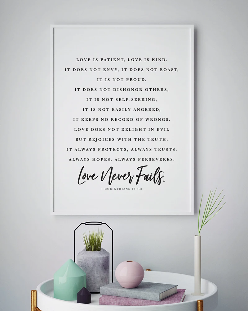 Любовь-терпеливый религиозный подарок на свадьбу настенное изображение с