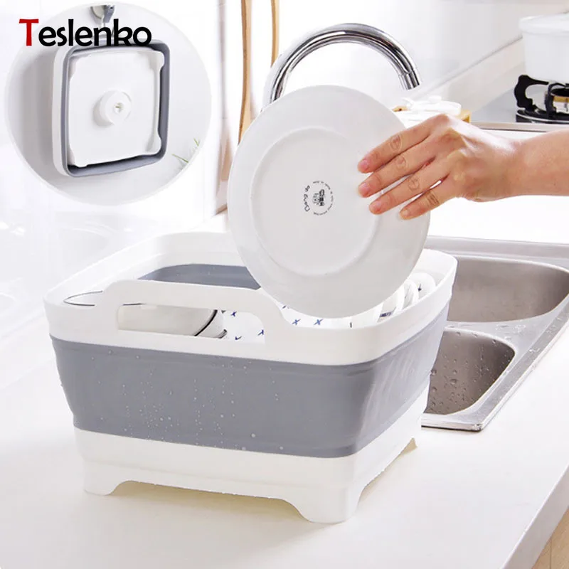 Новая Складная моющаяся корзина для овощей и фруктов пластиковая хранения