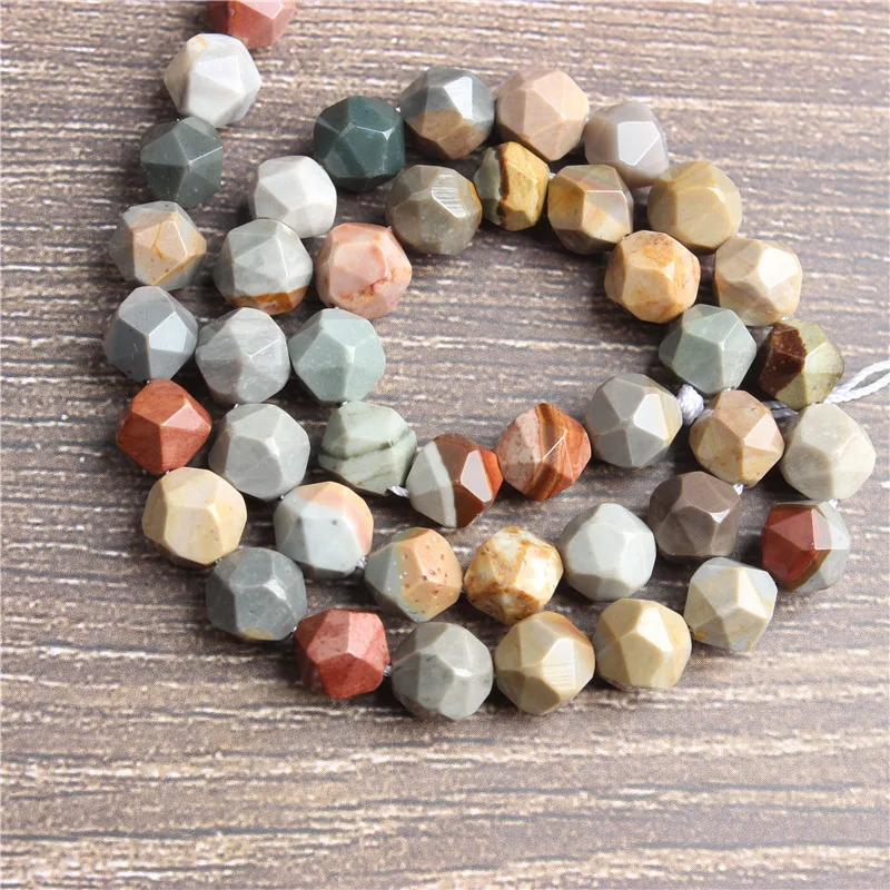 

Lanli 6/8/10/12mm naturally carves small flat American picture stone loose beads for jewelry DIY stone bracelets and necklaces