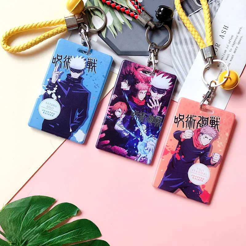 

1pcs Jujutsu Kaisen Card ID Holders Cartoon Anime Photo Small Bell Pendant