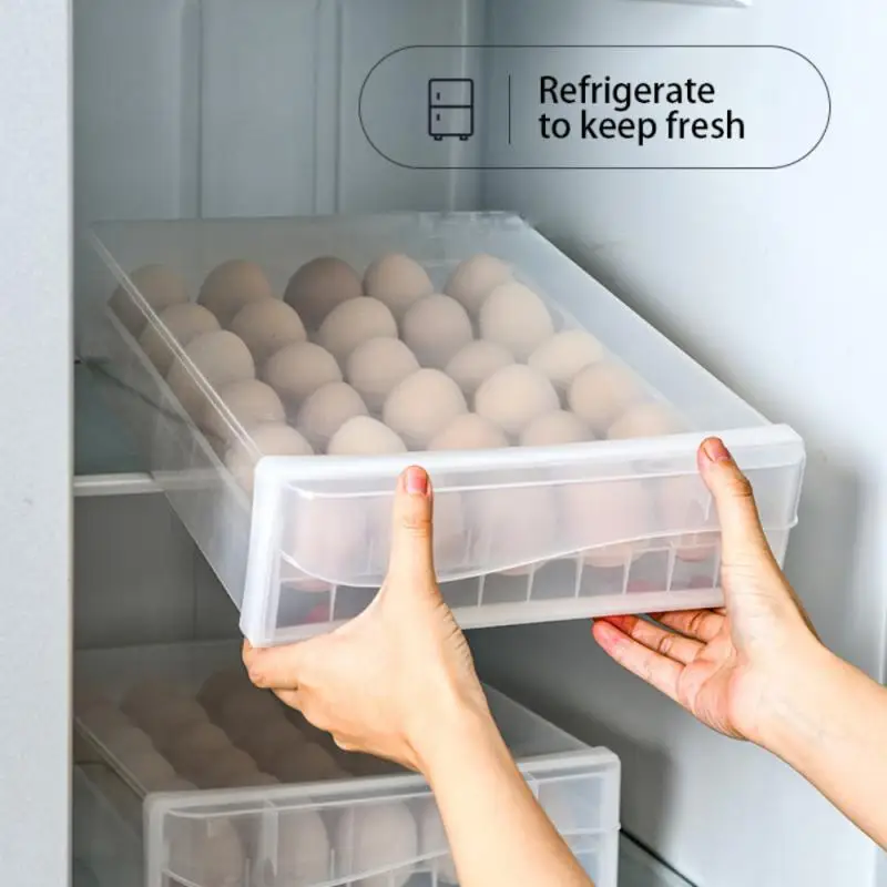 

Home 60 Grid Egg Storage Box Drawer-Type Refrigerator Storage Box Plastic Transparent Box Single/Double Layer Egg Storage Shelf